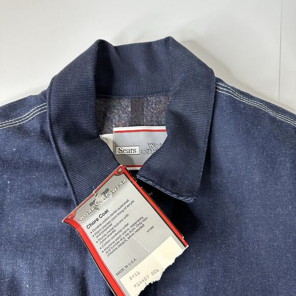 Vtg Sears Work Outerwear Blanket Lined Denim Chore Coat Mens XL Jacket 80s Union - Picture 13 of 16